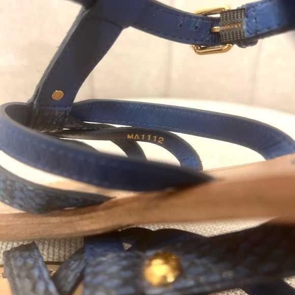 Louis Vuitton 'Ethnic' Flat Sandals Blue LV Python Flat Gladiator Shoes 37 US 7 - Picture 9 of 13